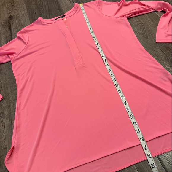 Lauren Ralph Lauren Top Tunic Blouse Womens Sz 1X Popover Pink Coquette Career - Picture 9 of 10